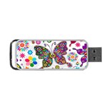 Butterflies, Abstract, Colorful, Floral, Flowers Portable USB Flash (Two Sides)