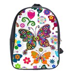 Butterflies, Abstract, Colorful, Floral, Flowers School Bag (XL)