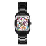 Butterflies, Abstract, Colorful, Floral, Flowers Stainless Steel Barrel Watch