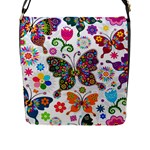 Butterflies, Abstract, Colorful, Floral, Flowers Flap Closure Messenger Bag (L)