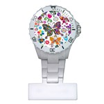 Butterflies, Abstract, Colorful, Floral, Flowers Plastic Nurses Watch