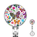 Butterflies, Abstract, Colorful, Floral, Flowers Stainless Steel Nurses Watch