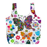 Butterflies, Abstract, Colorful, Floral, Flowers Full Print Recycle Bag (L)