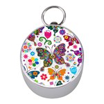 Butterflies, Abstract, Colorful, Floral, Flowers Mini Silver Compasses