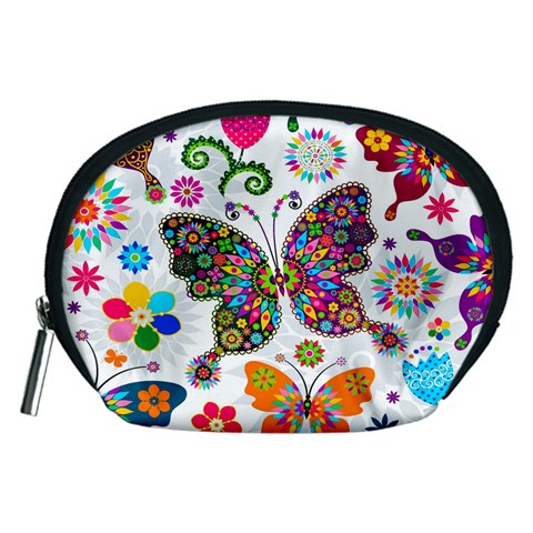 Butterflies, Abstract, Colorful, Floral, Flowers Accessory Pouch (Medium) from ArtsNow.com Front