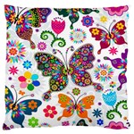 Butterflies, Abstract, Colorful, Floral, Flowers Standard Premium Plush Fleece Cushion Case (Two Sides)