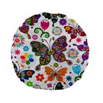 Butterflies, Abstract, Colorful, Floral, Flowers Standard 15  Premium Flano Round Cushions