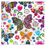 Butterflies, Abstract, Colorful, Floral, Flowers Square Satin Scarf (36  x 36 )