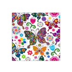 Butterflies, Abstract, Colorful, Floral, Flowers Satin Bandana Scarf 22  x 22 