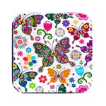 Butterflies, Abstract, Colorful, Floral, Flowers Square Metal Box (Black)