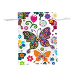 Butterflies, Abstract, Colorful, Floral, Flowers Lightweight Drawstring Pouch (M)