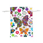 Butterflies, Abstract, Colorful, Floral, Flowers Lightweight Drawstring Pouch (L)