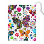 Butterflies, Abstract, Colorful, Floral, Flowers Drawstring Pouch (4XL)