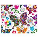 Butterflies, Abstract, Colorful, Floral, Flowers Premium Plush Fleece Blanket (Medium)