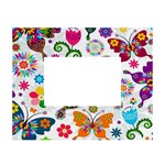 Butterflies, Abstract, Colorful, Floral, Flowers White Tabletop Photo Frame 4 x6 