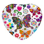 Butterflies, Abstract, Colorful, Floral, Flowers Heart Glass Fridge Magnet (4 pack)