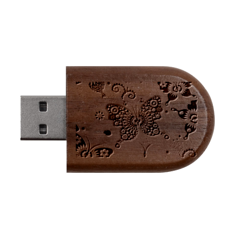 Butterflies, Abstract, Colorful, Floral, Flowers Wood Oval USB Flash Drive from ArtsNow.com USB