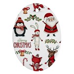 Christmas Characters Pattern, Xmas Backgrounds Ornament (Oval)