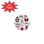 Christmas Characters Pattern, Xmas Backgrounds 1  Mini Buttons (10 pack) 