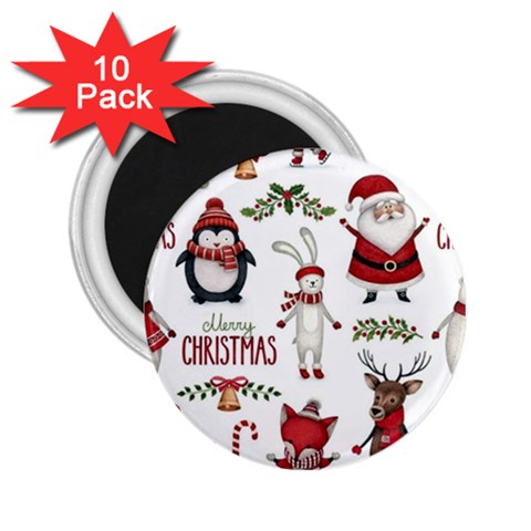 Christmas Characters Pattern, Xmas Backgrounds 2.25  Magnets (10 pack)  from ArtsNow.com Front