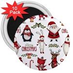 Christmas Characters Pattern, Xmas Backgrounds 3  Magnets (10 pack) 