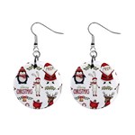 Christmas Characters Pattern, Xmas Backgrounds Mini Button Earrings