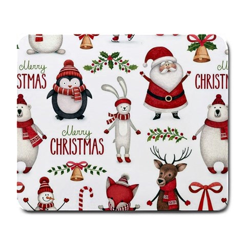 Christmas Characters Pattern, Xmas Backgrounds Large Mousepad from ArtsNow.com Front