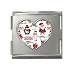 Christmas Characters Pattern, Xmas Backgrounds Mega Link Heart Italian Charm (18mm)