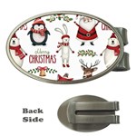 Christmas Characters Pattern, Xmas Backgrounds Money Clips (Oval) 