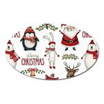 Christmas Characters Pattern, Xmas Backgrounds Oval Magnet