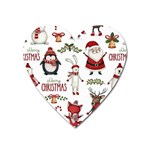 Christmas Characters Pattern, Xmas Backgrounds Heart Magnet