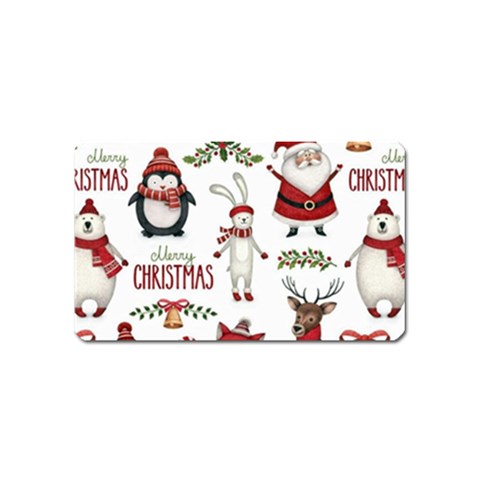 Christmas Characters Pattern, Xmas Backgrounds Magnet (Name Card) from ArtsNow.com Front