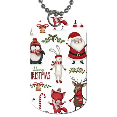 Christmas Characters Pattern, Xmas Backgrounds Dog Tag (Two Sides) from ArtsNow.com Front