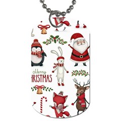 Christmas Characters Pattern, Xmas Backgrounds Dog Tag (Two Sides) from ArtsNow.com Front