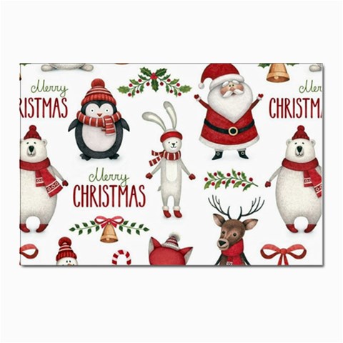 Christmas Characters Pattern, Xmas Backgrounds Postcard 4 x 6  (Pkg of 10) from ArtsNow.com Front