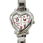 Christmas Characters Pattern, Xmas Backgrounds Heart Italian Charm Watch