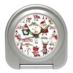 Christmas Characters Pattern, Xmas Backgrounds Travel Alarm Clock