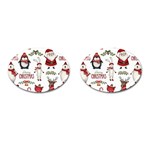 Christmas Characters Pattern, Xmas Backgrounds Cufflinks (Oval)