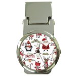 Christmas Characters Pattern, Xmas Backgrounds Money Clip Watches