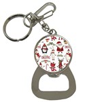 Christmas Characters Pattern, Xmas Backgrounds Bottle Opener Key Chain