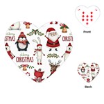 Christmas Characters Pattern, Xmas Backgrounds Playing Cards Single Design (Heart)