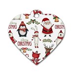 Christmas Characters Pattern, Xmas Backgrounds Dog Tag Heart (One Side)