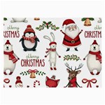 Christmas Characters Pattern, Xmas Backgrounds Large Glasses Cloth