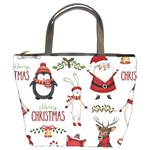 Christmas Characters Pattern, Xmas Backgrounds Bucket Bag