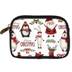 Christmas Characters Pattern, Xmas Backgrounds Digital Camera Leather Case