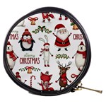 Christmas Characters Pattern, Xmas Backgrounds Mini Makeup Bag