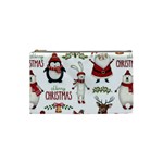 Christmas Characters Pattern, Xmas Backgrounds Cosmetic Bag (Small)