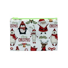 Christmas Characters Pattern, Xmas Backgrounds Cosmetic Bag (Medium) from ArtsNow.com Front