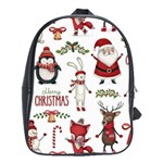 Christmas Characters Pattern, Xmas Backgrounds School Bag (Large)