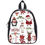 Christmas Characters Pattern, Xmas Backgrounds School Bag (Small)